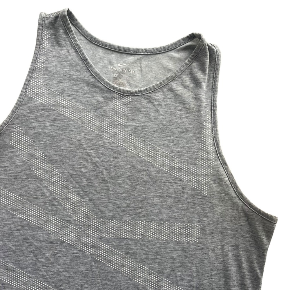 Nike Dri-FIT L Light Gray, White, Logo Athletic Cut The Nike Tee Sleeveless Tank